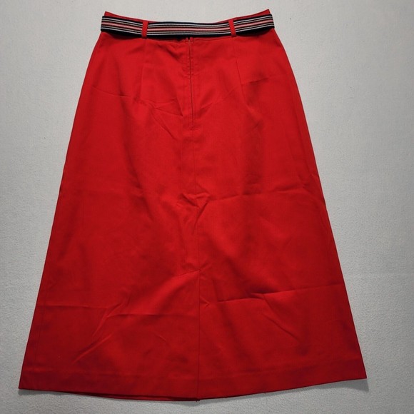 VTG Panther Skirt Red Midi Women's Size 09 / 10 Made in USA with Belt - Picture 9 of 11